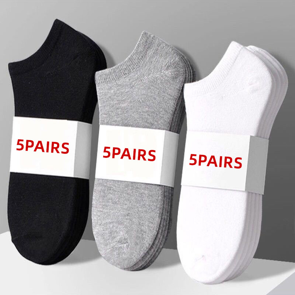 Socks Ankle Men - 5 pares unissex casual cor lisa