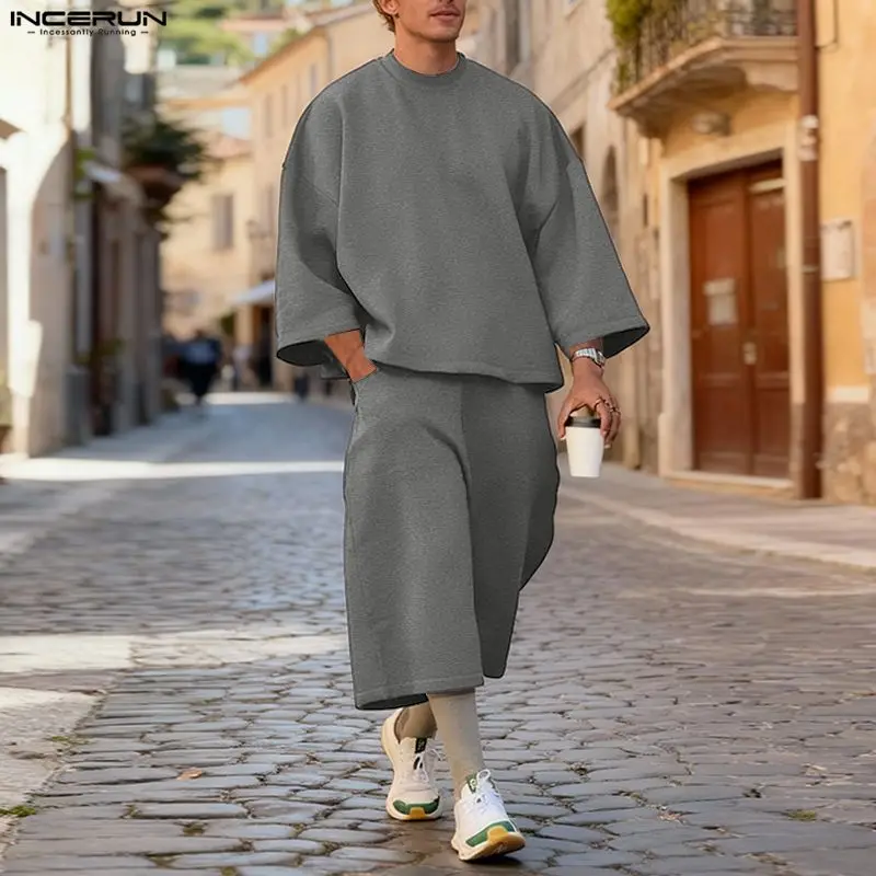 Men'S Fashion Pants - Conjuntos Masculinos INCERUN em Cores Sólidas,