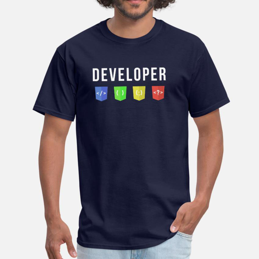 Men'S Fashion Websites - T-shirt com Developer Web Printing, decote