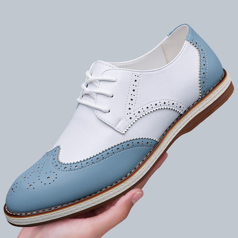 Suede Loafers Men - Sapatos Oxford Brogue Masculinos Branco e