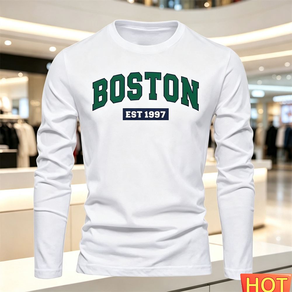 Men'S Fashion Looks - Camiseta masculina de manga comprida, outono-verão,