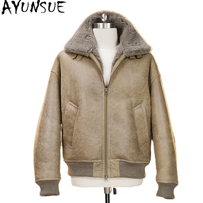 Men'S Fashion Zipper Jacket - Ayunsue high-end casaco de pele natural