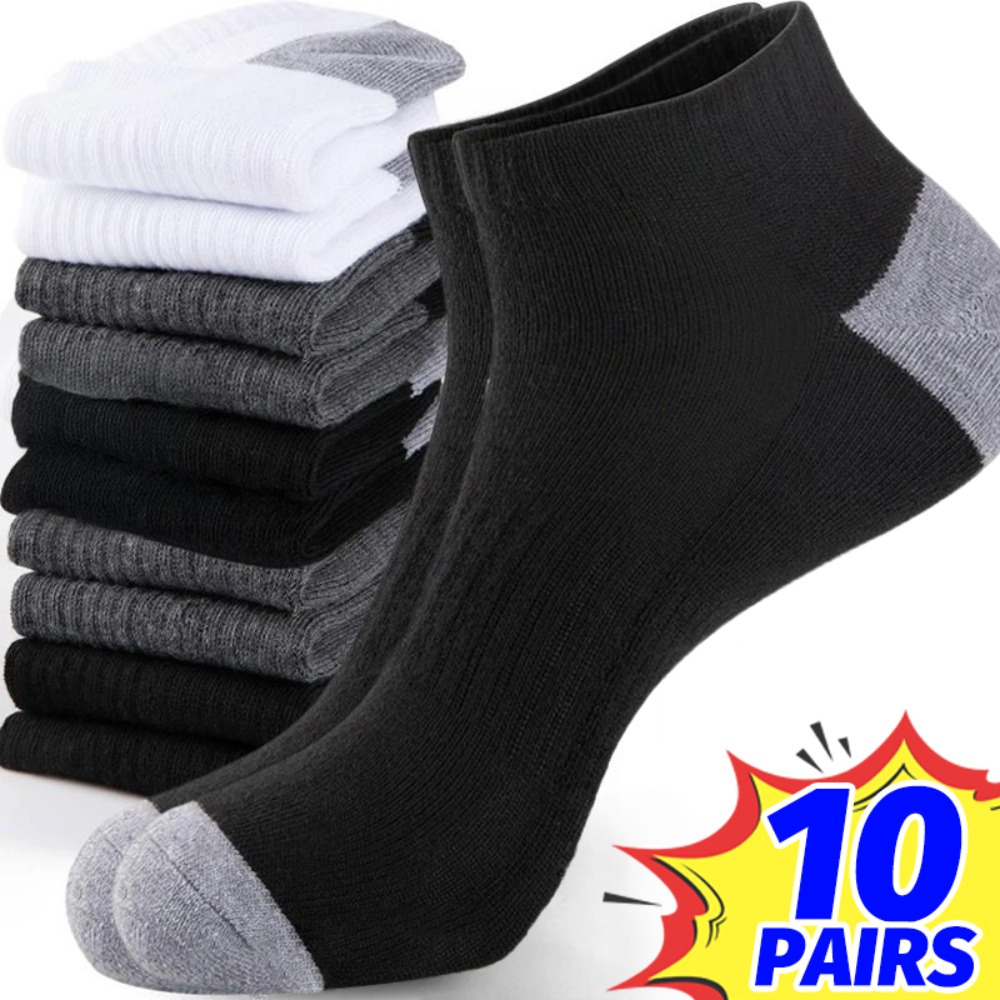 Socks Ankle Men - 1-10 pares de meias respiráveis de