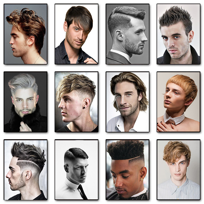 Men Fashion Hair Style - Moda Homem Penteado Modelo Cabeleireiro Cartaz