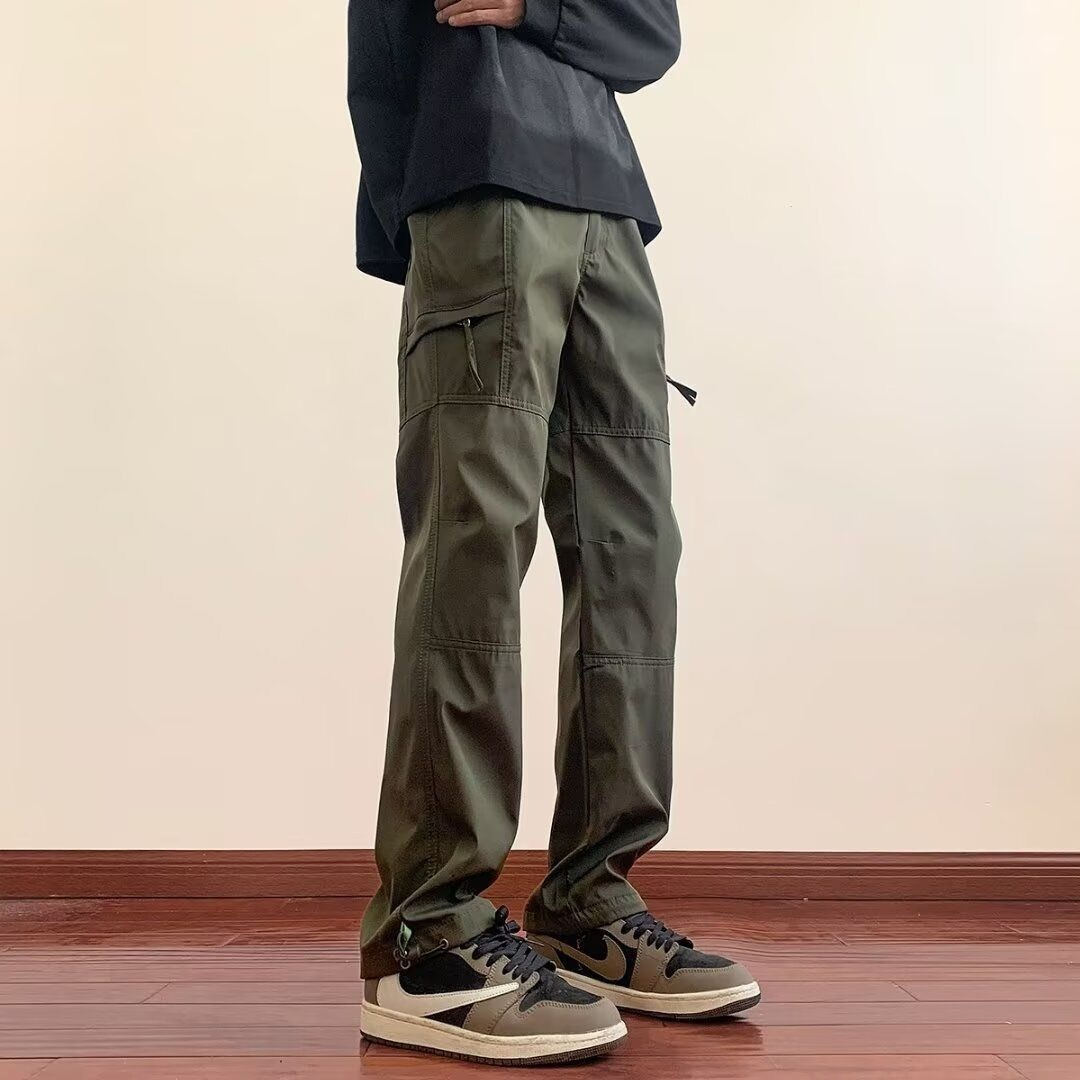 Men'S Fashion Trousers - Calças Cargo Masculinas de Perna Reta,
