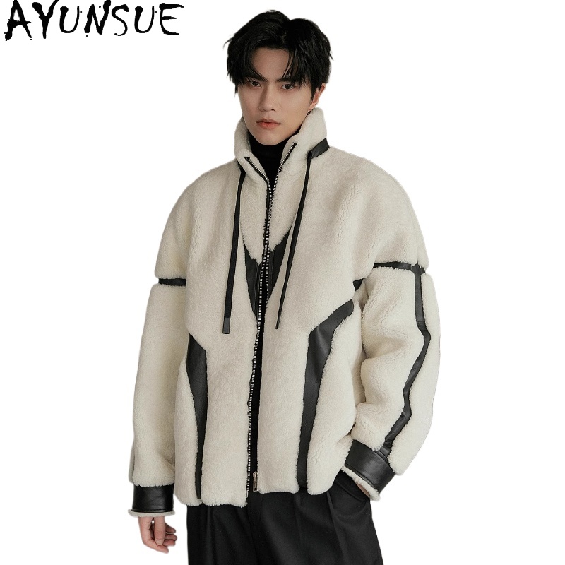 Men'S Fashion Zipper Jacket - Ayunsue luxo casaco de pele natural