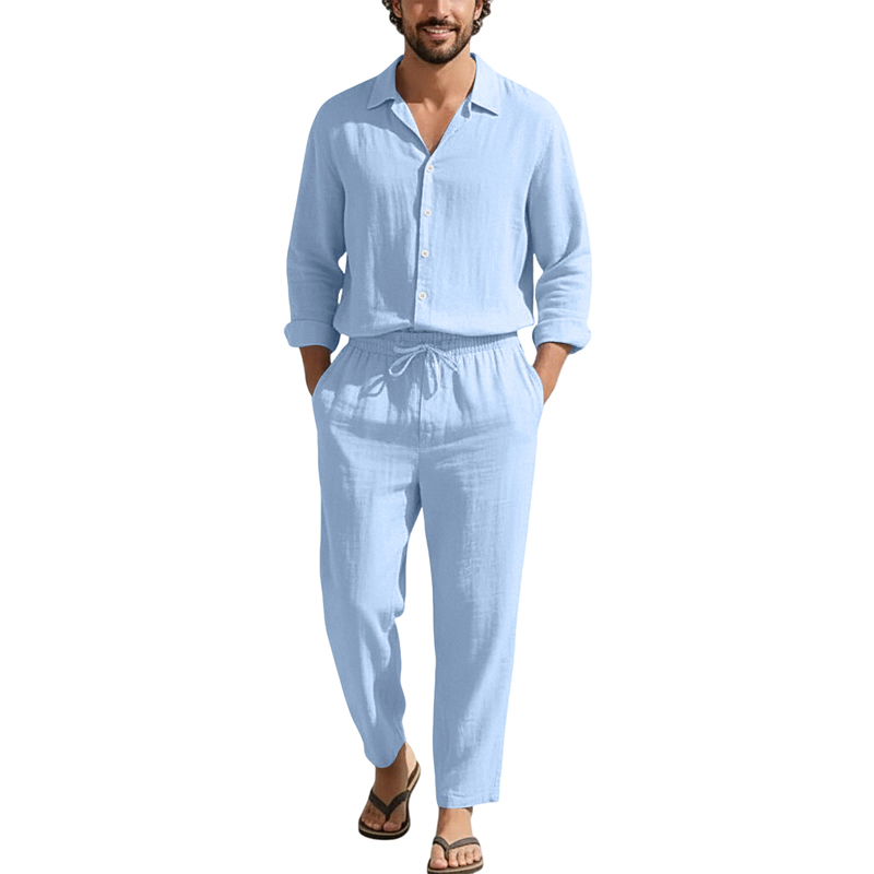 Men'S Fashion Pants - Conjuntos Casuais de Linho Primavera Verão: