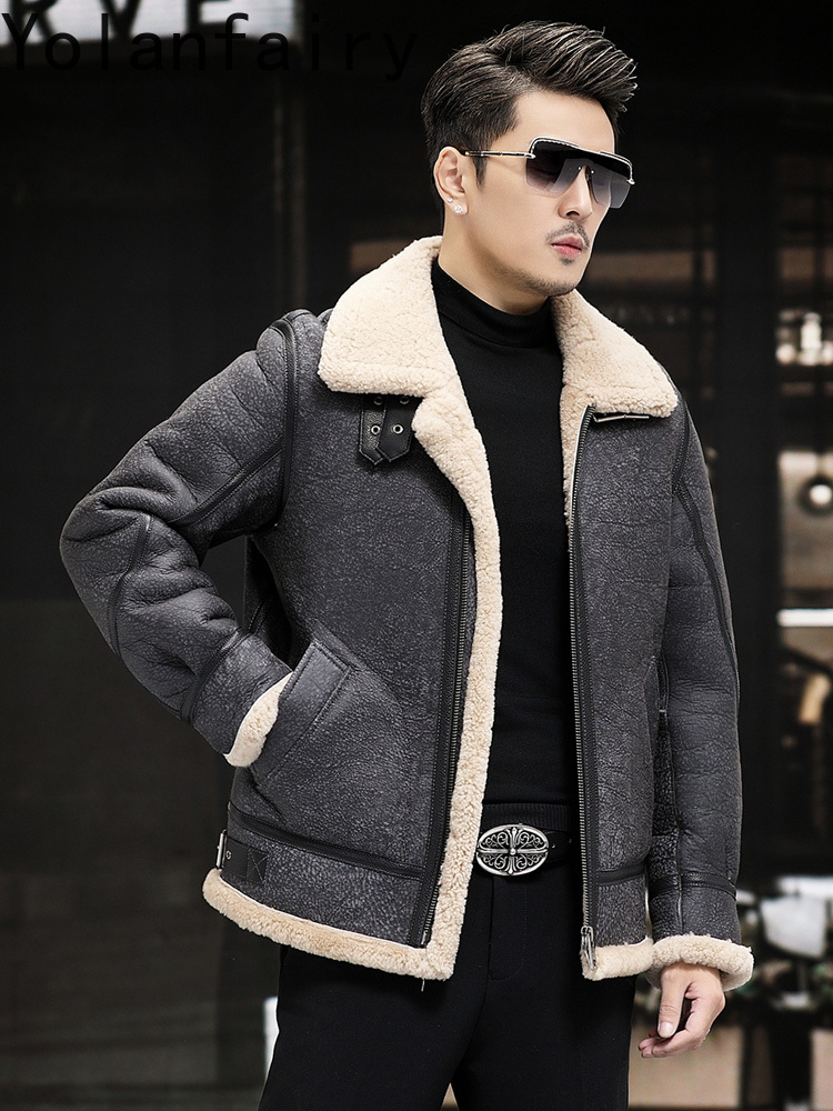YOLANFAIRY Real Leather Jacket - Men'S Fashion Zipper Jacket avaliação e preço
