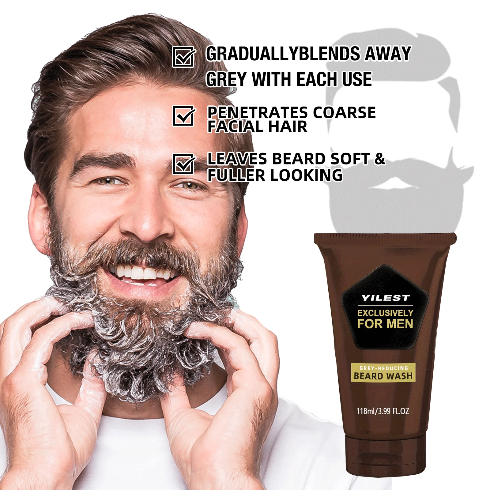1-3 pçs barba masculina preto  - Men Fashion Hair Style avaliação e preço