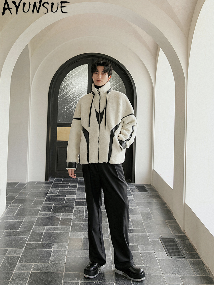 Ayunsue luxo casaco de pele na - Men'S Fashion Zipper Jacket avaliação e preço